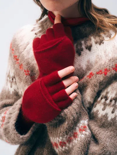 White & Warren Cashmere Pop Top Glove In Crimson In Red
