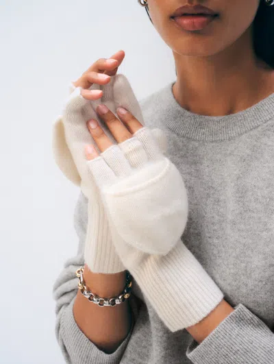 White & Warren Cashmere Pop Top Glove In White