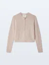 White & Warren Cashmere Rib Trim Henley Sweater In Sand In Neutral