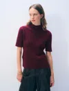 White & Warren Cashmere Ribbed Mockneck Sweater In Sangria In Burgundy