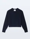 White & Warren Cashmere Ribbed Saddle Sleeve Crewneck Top In Navy In Blue