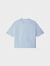 White & Warren Cashmere Roll Trim T-shirt Sweater In Blue In Blue