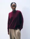 White & Warren Cashmere Saddle Sleeve Crewneck Top In Sangria In Red
