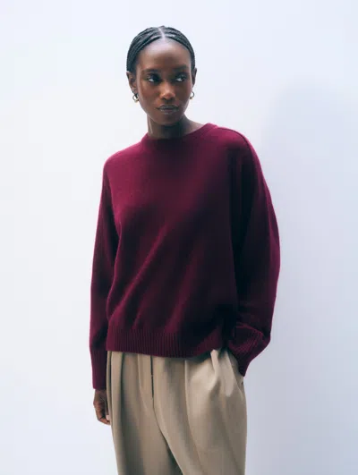 White & Warren Cashmere Saddle Sleeve Crewneck Top In Sangria In Red
