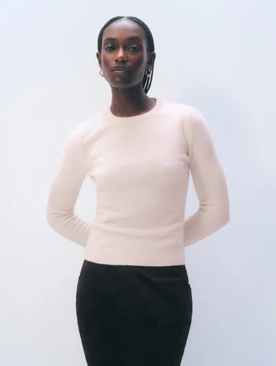 White & Warren Cashmere Slim Stretch Crewneck Top In Pink