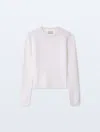White & Warren Cashmere Slim Stretch Crewneck Top In White In White