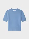 White & Warren Cashmere T-shirt Sweater In Blue In Blue