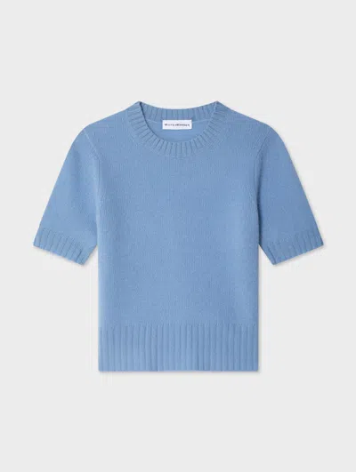 White & Warren Cashmere T-shirt Sweater In Blue