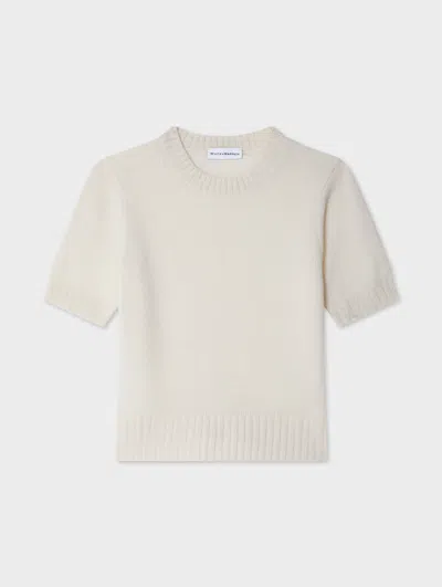 White & Warren Cashmere T-shirt Sweater In White