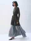 White & Warren Cashmere Trapeze Cardigan Sweater In Dark Slate Heather In Gray