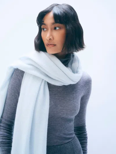 White & Warren Cashmere Travel Wrap In Blue Mist Heather