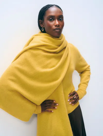 White & Warren Cashmere Travel Wrap In Chartreuse Yellow