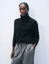 White & Warren Cashmere Turtleneck Sweater In Black In Black