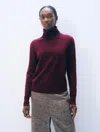 White & Warren Cashmere Turtleneck Sweater In Sangria In Burgundy