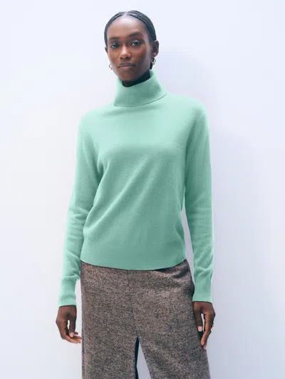 White & Warren Cashmere Turtleneck Sweater In Spearmint In Green