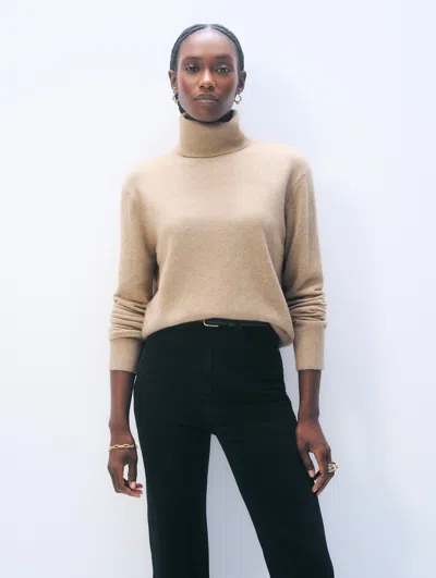 White & Warren Cashmere Turtleneck Sweater In Taupe Heather In Neutral