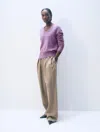 White & Warren Cashmere V Neck In Soft Plum In Pink