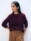 White & Warren Cashmere Waffle Sweatshirt In Sangria In Red