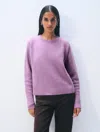 White & Warren Cashmere Waffle Sweatshirt In Soft Plum In Pink