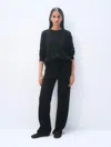 White & Warren Cashmere Wide Leg Pant In Black In Black