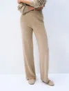 White & Warren Cashmere Wide Leg Pant In Taupe Heather In Brown