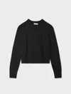 White & Warren Cashmere Drop Shoulder Crewneck Top In Black In Black