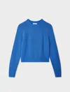 White & Warren Cotton Linen Sweatshirt In Blue In Blue