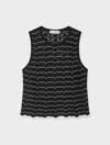 White & Warren Cotton Pointelle Stitch Tank Top In Black/white In Black/white In Multi