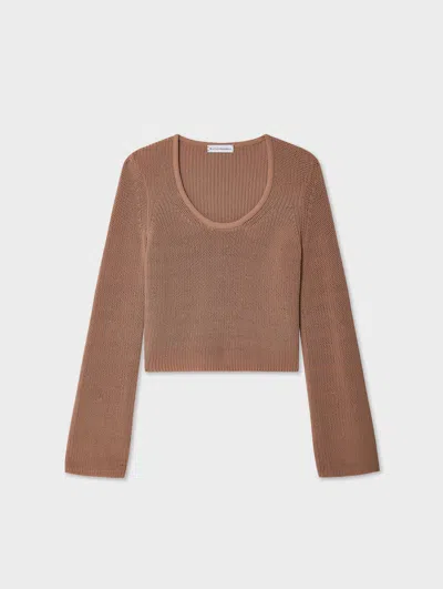 White & Warren Cotton Tape Fluted Top In Clay In Brown