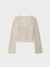 White & Warren Cotton Tape Fluted Top In Ecru In Neutral