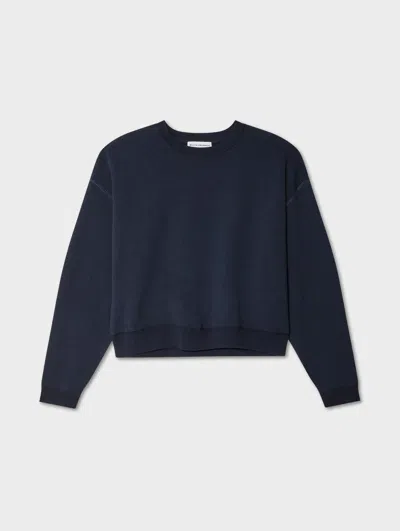 White & Warren Cotton Terry Sweatshirt In Navy In Blue