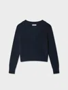 White & Warren Fine Cotton Blend Ribbed V Neck In Deep Wave In Blue