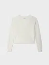 White & Warren Fine Cotton Blend Ribbed V Neck In White In White