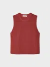 White & Warren Linen Blend Shell Tank Top In Strawberry Jam In Red
