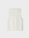 White & Warren Linen Blend Shell Tank Top In White In White