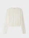White & Warren Paperfine Crewneck Cardigan Sweater In White In Neutral