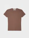 White & Warren Paperfine Pointelle T-shirt Sweater In Brown In Brown