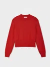 White & Warren Cashmere Slim Stretch Crewneck Top In Deep Crimson In Red