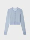 White & Warren Superfine Cashmere Button Cardigan Sweater In Blue In Blue