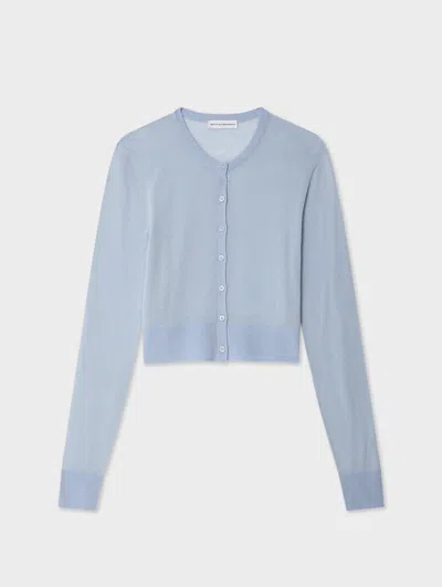 White & Warren Superfine Cashmere Button Cardigan Sweater In Blue