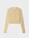 White & Warren Superfine Cashmere Button Cardigan Sweater In Buttercream In Nude