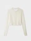 White & Warren Superfine Cashmere Button Cardigan Sweater In White In Gray