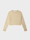 White & Warren Superfine Cashmere Striped Sweatshirt In Buttercreamwhite In Buttercreamwhite In Multi