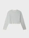 White & Warren Superfine Cashmere Striped Sweatshirt In Horizon Blue/white In Horizon Blue/white In Multi