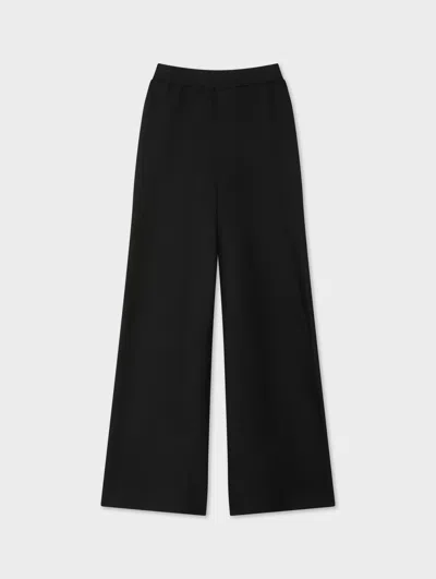 WHITE & WARREN WHITE & WARREN SUPERFINE COTTON WIDE LEG PANT IN BLACK