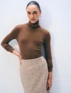 White & Warren Superfine Merino Fitted Turtleneck Sweater In Burnt Caramel In Brown