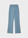 White & Warren Superfine Organic Cotton Kick Flare Pant In Blue In Blue