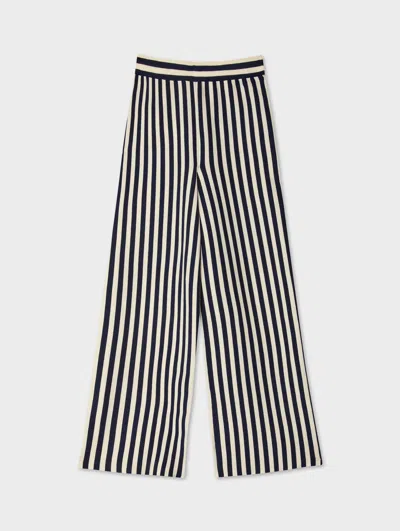 White & Warren Superfine Organic Cotton Striped Pant In Navy/white In Navy/white In Multi
