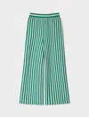 White & Warren Superfine Organic Cotton Striped Pant In Teal In Multi