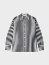 White & Warren Superfine Organic Cotton Striped Shirt Sweater In Navy/white In Navy/white In Multi